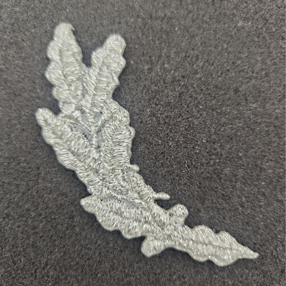 Patch Scrambled Egg Silver Oak Leaf Embroidered Iron On Sew 1970's VTG NOS 4"